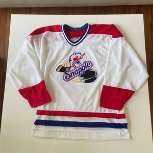 Vintage 90s CCM Snapple Jersey Mens Large White Iced Tea Promo NHL Hockey Shirt